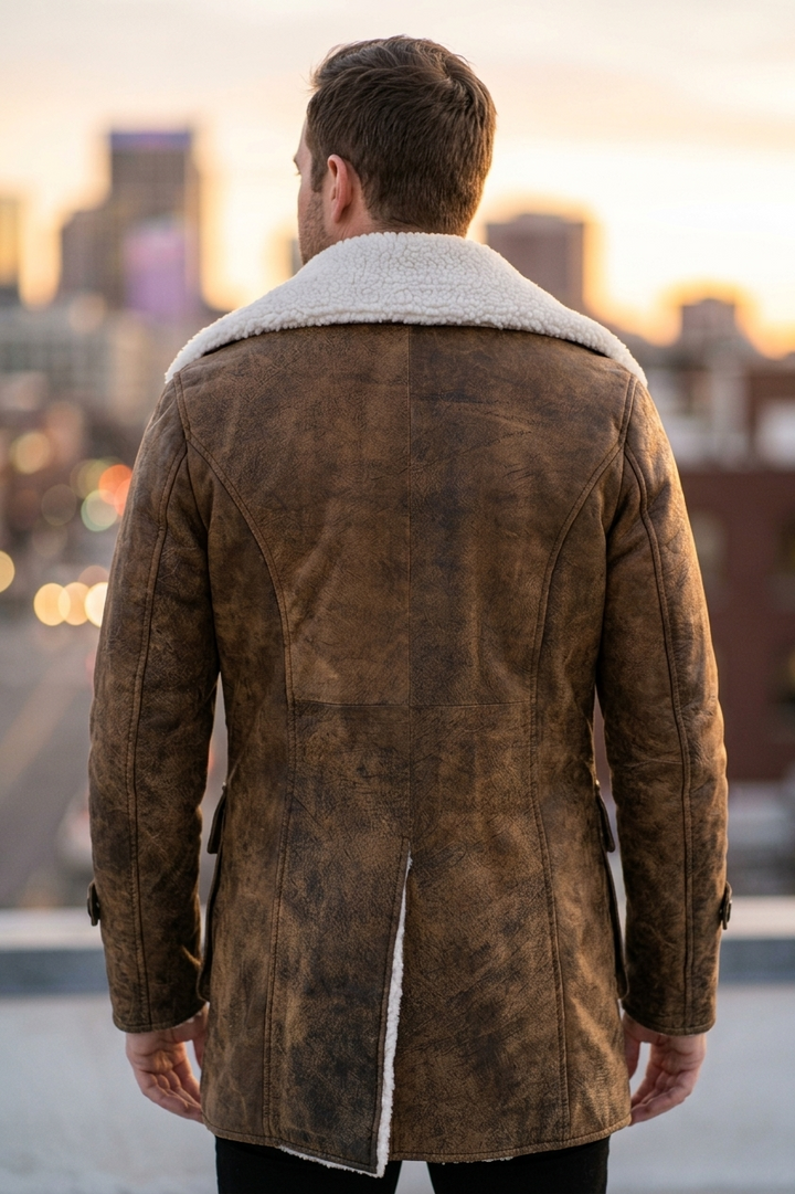 Bane Light Brown Fur Leather Jacket For Men