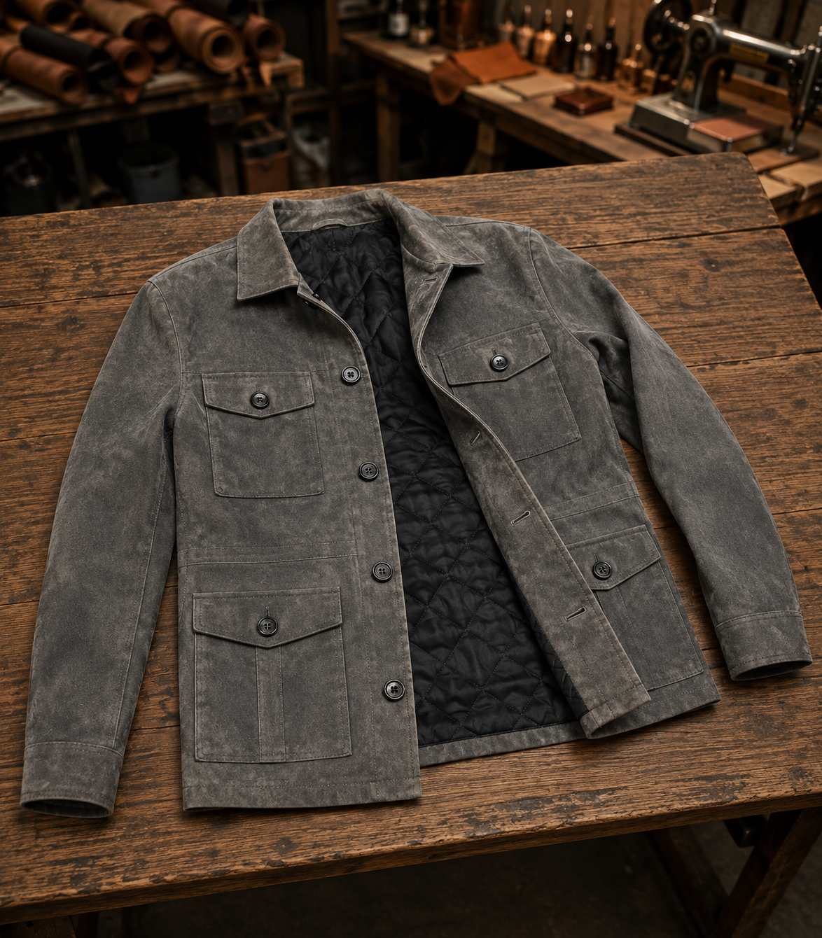 Banocci Suede Grey Stylish Leather Jacket For Men