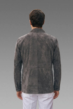 Banocci Suede Grey Stylish Leather Jacket For Men
