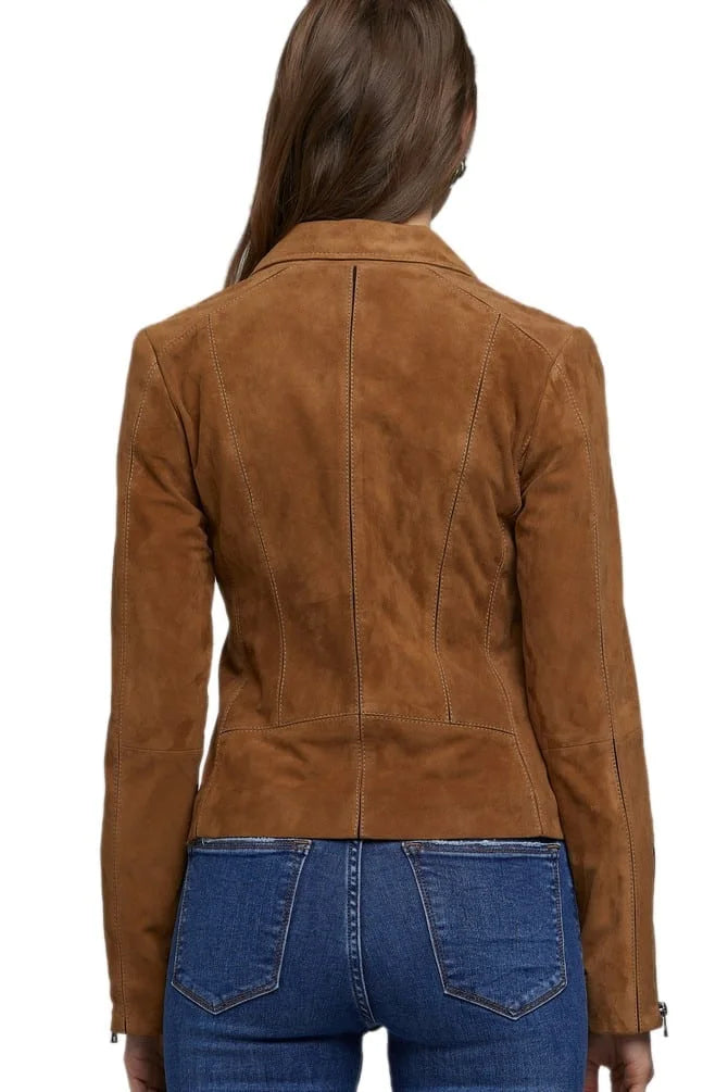 Brown Suede Leather Jacket For Women