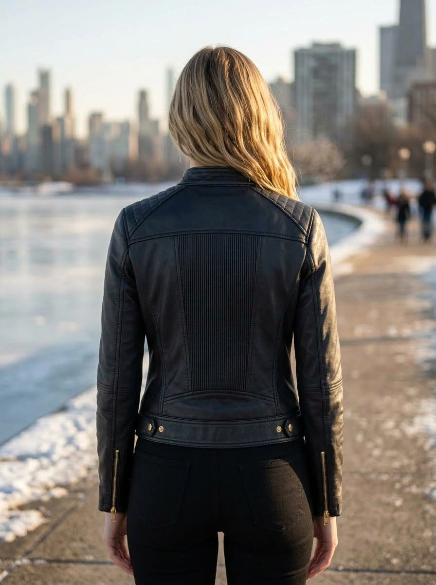 Barbara Wonder Black Leather Jacket For Women
