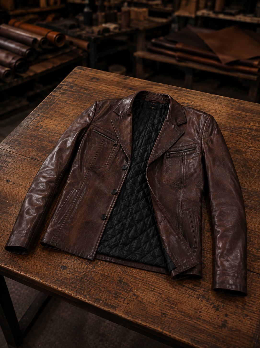 Barnard Slim Fit Brown Leather Jacket For Men