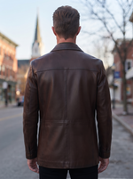 Barnard Slim Fit Brown Leather Jacket For Men