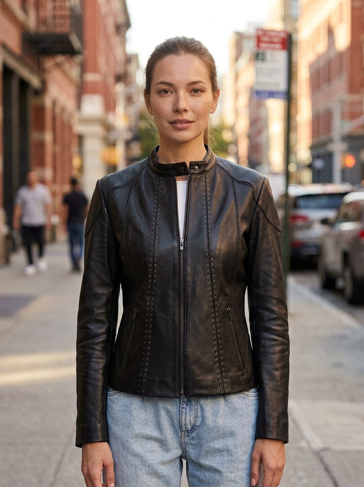 Beatrice Black Leather Jacket For Women