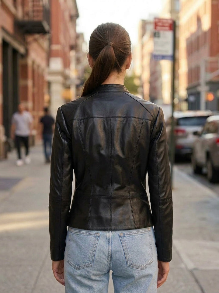 Beatrice Black Leather Jacket For Women