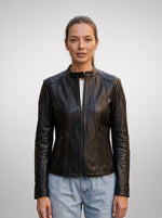 Beatrice Black Leather Jacket For Women