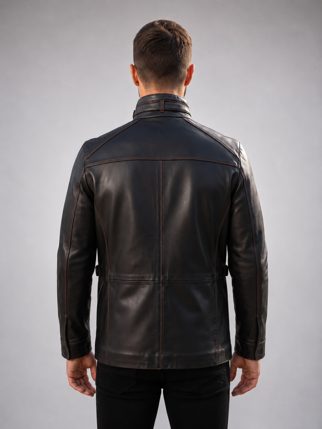 Beckham Classic Black Leather Jacket For Men