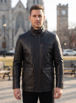 Beckham Classic Black Leather Jacket For Men