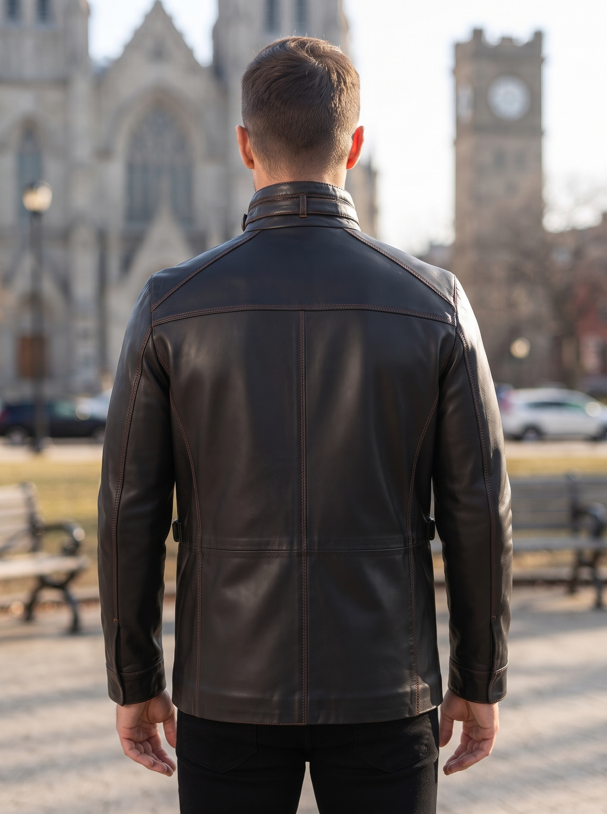 Beckham Classic Black Leather Jacket For Men