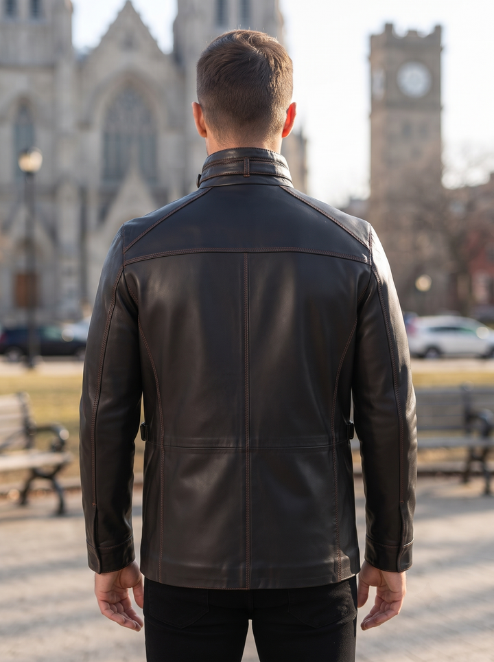 Beckham Classic Black Leather Jacket For Men