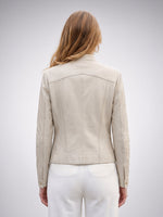 Marlyn Beige Short Leather Jacket For Women