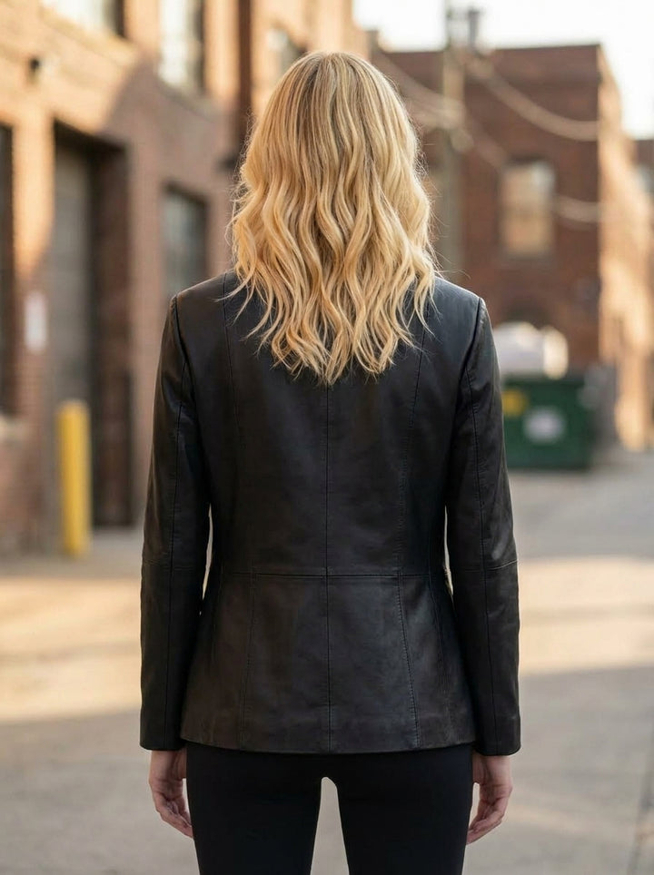 Bella Women Black Leather Coat