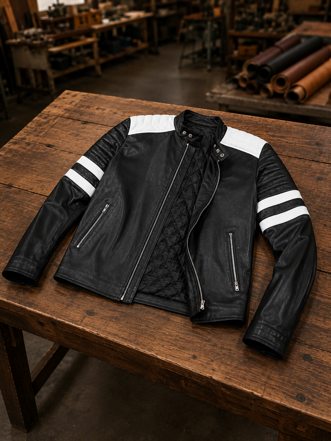 Bike Racer Black Leather Jacket For Men