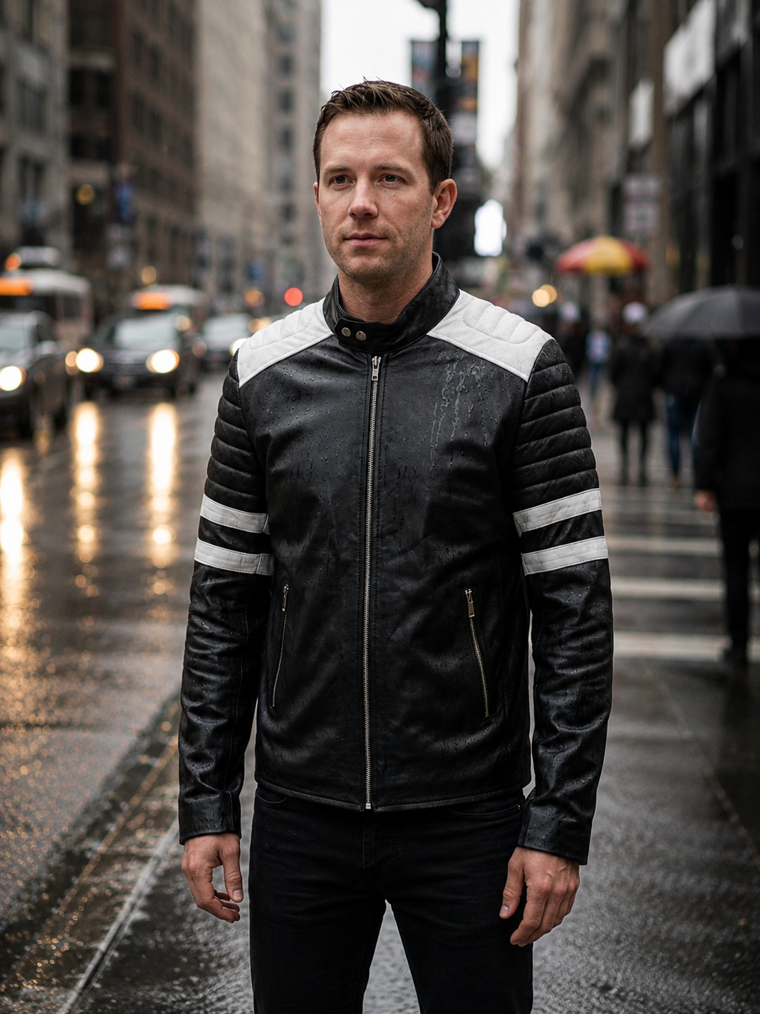 Bike Racer Black Leather Jacket For Men