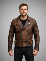 Biker Motorcycle Vintage Brown Jacket