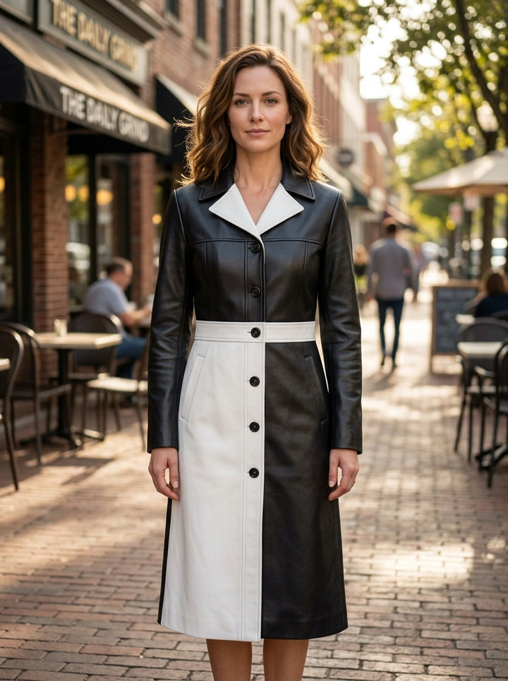 Black Long Leather Coat For Women