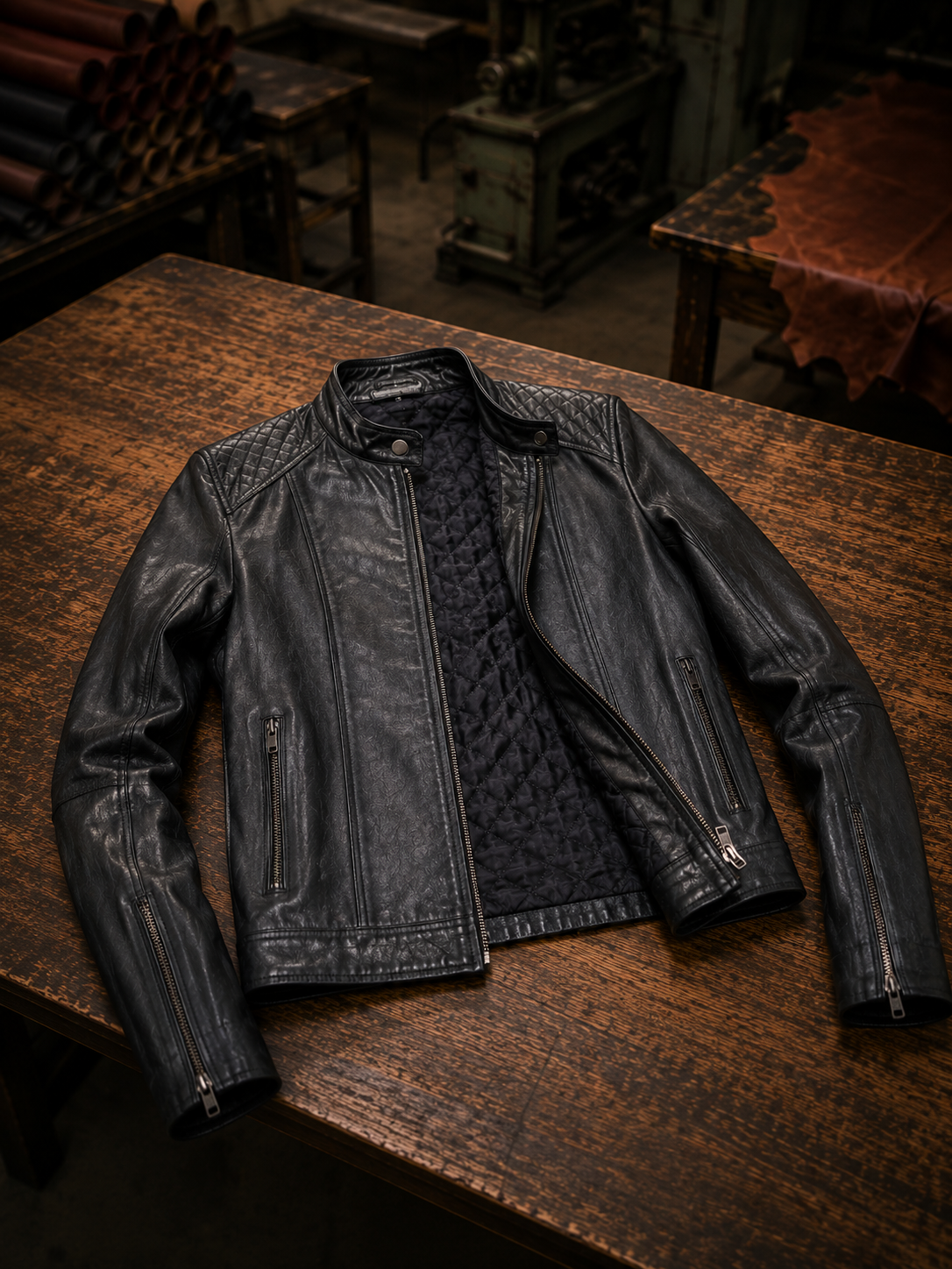 Black Paris Leather Jacket For Women's