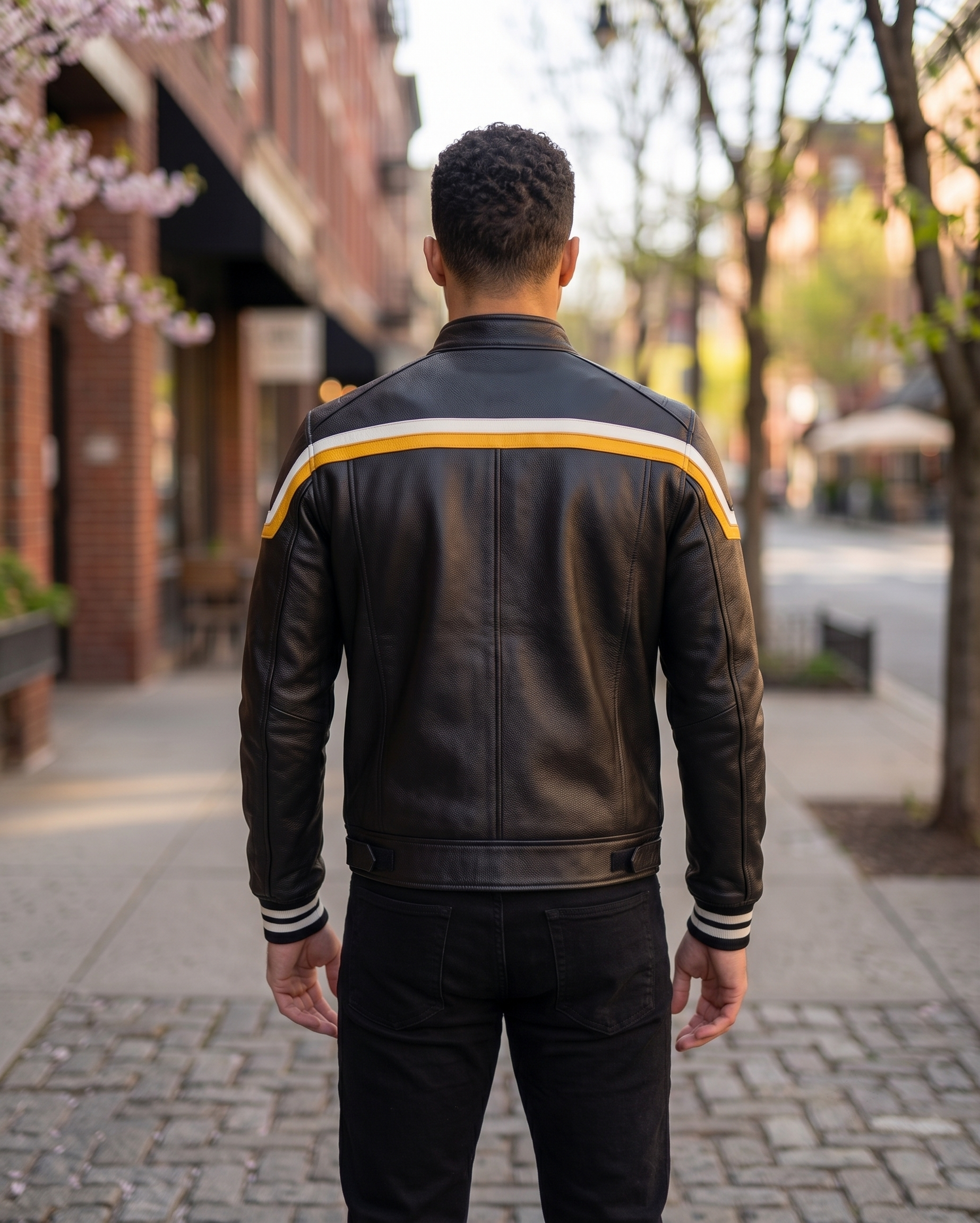 Black Bomber Stylish Leather Jacket For Men