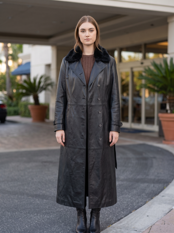 Black Brenda Long Coat For Women