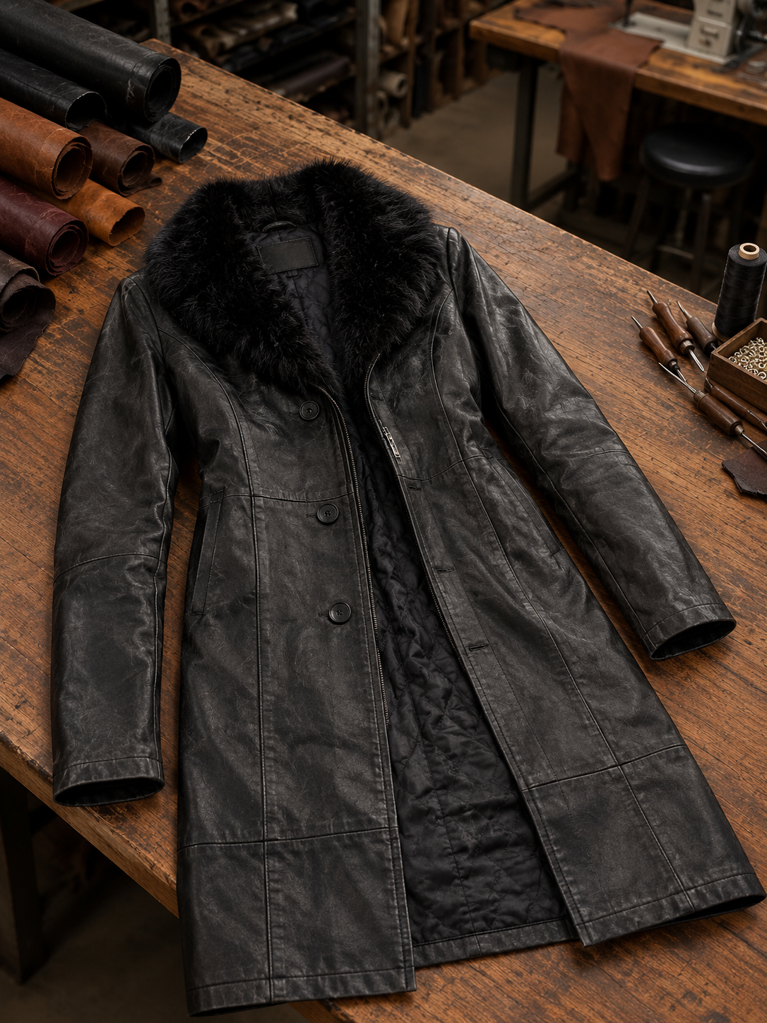 Black Brenda Long Coat For Women