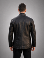Black Distressed Leather Jacket For Men