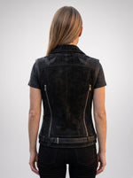 Black Distressed Vest Leather For Women