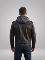 Black Leather AJ Style Wrestler WWE Hoodie Men's Jacket