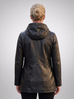 Black Long Leather Jacket For Women