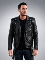 Black New Slimfit Biker Leather Jacket
