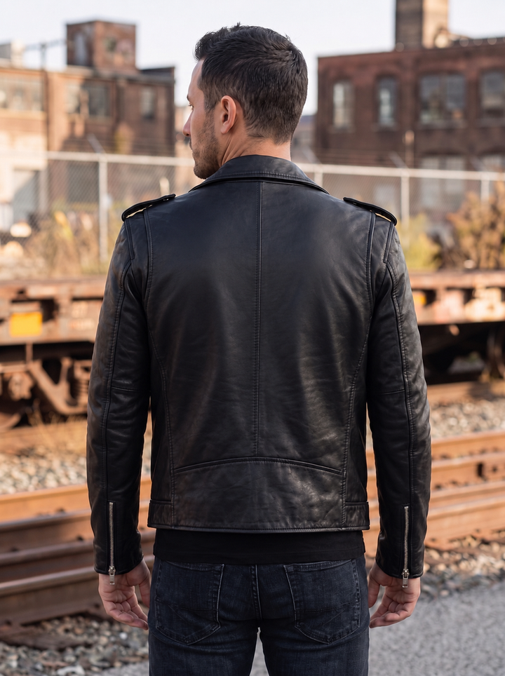 Black New Slimfit Biker Leather Jacket
