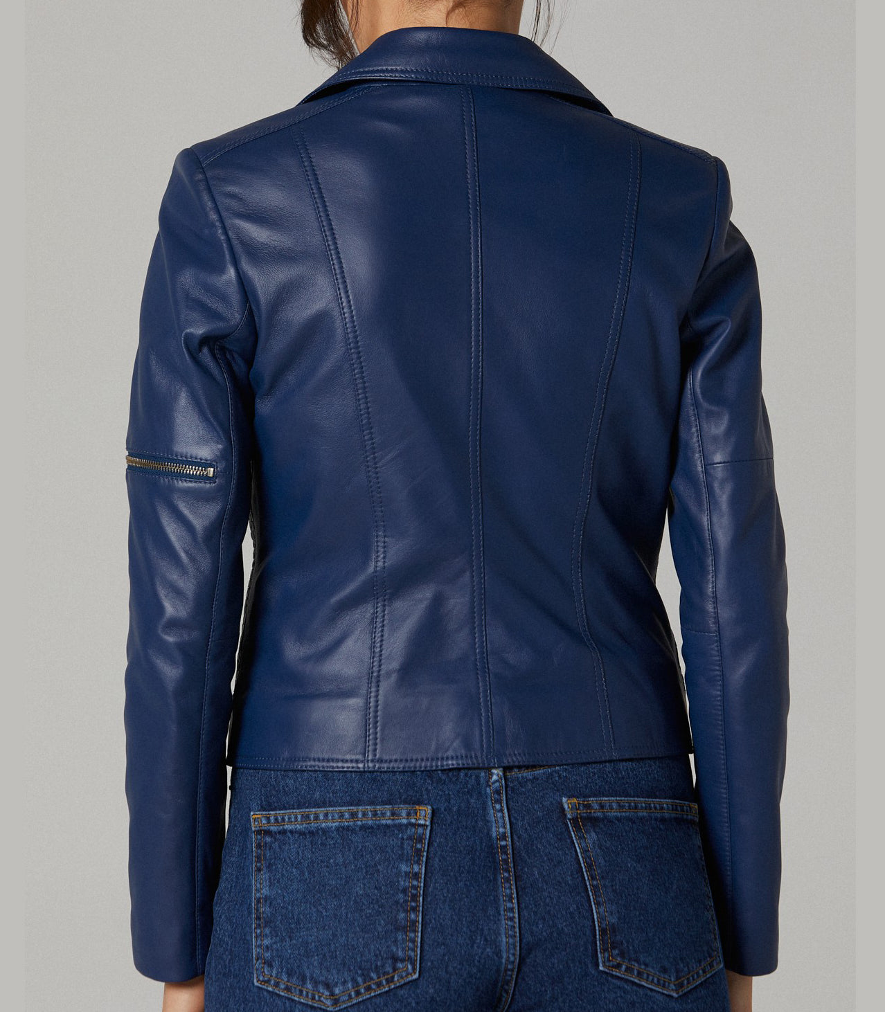 Madison Blue Leather Jacket For Women