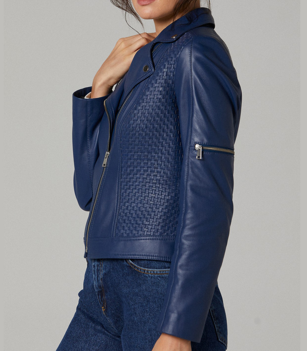 Madison Blue Leather Jacket For Women