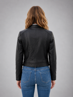 Blue Carol Casual Leather Jacket For Women