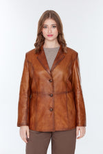 Kartherine Waxed Brown Leather Jacket for Women