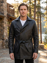 Bonno Men's Leather Coat Black