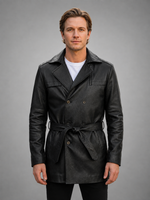 Bonno Men's Leather Coat Black