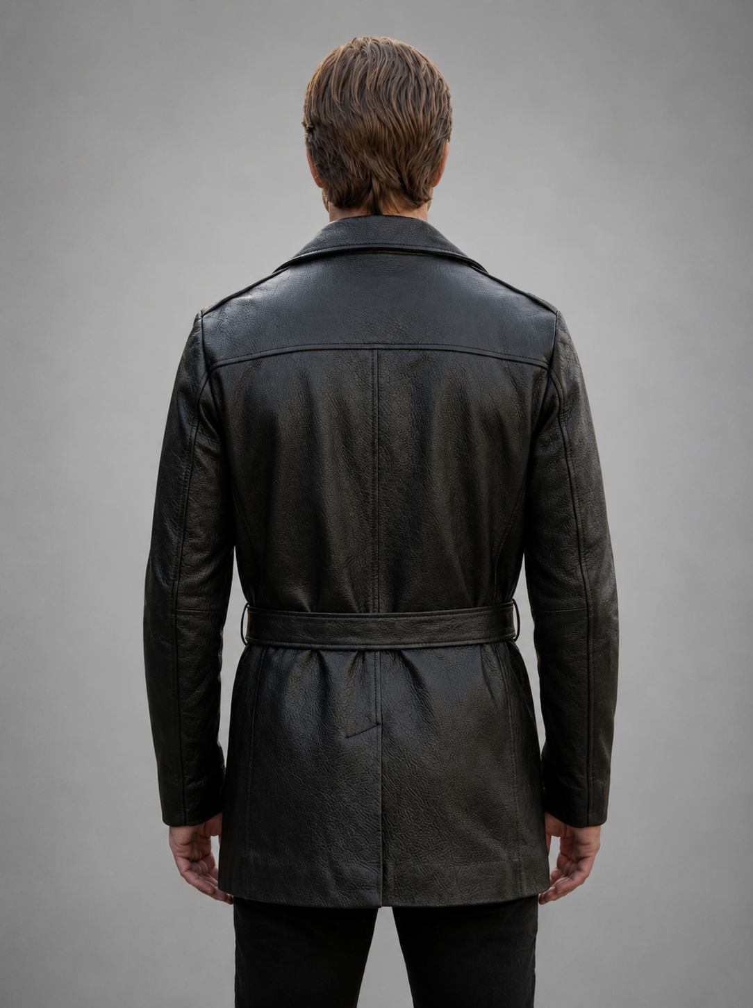 Bonno Men's Leather Coat Black