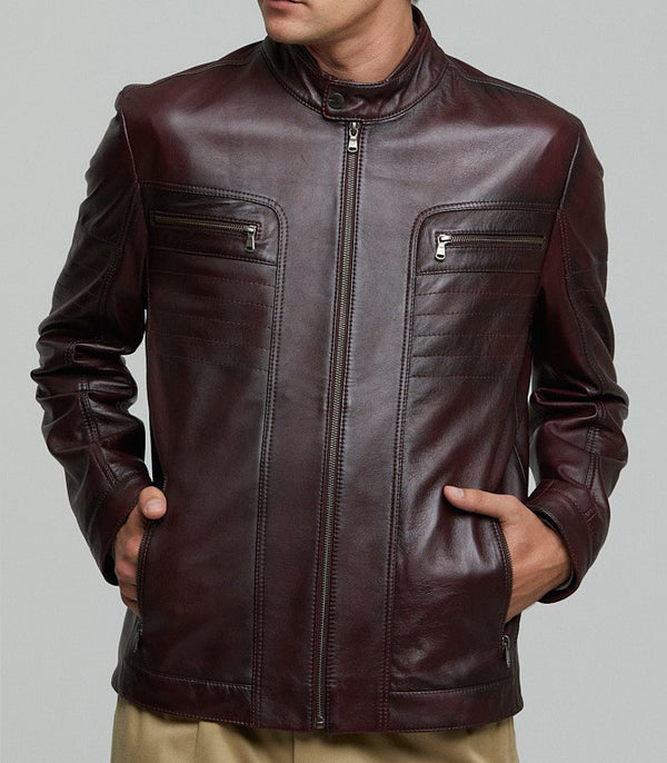 Bordeaux George Dark Brown Men's Leather Jacket