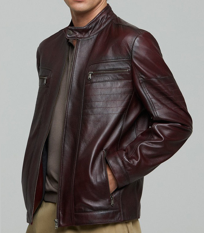 Bordeaux George Dark Brown Men's Leather Jacket