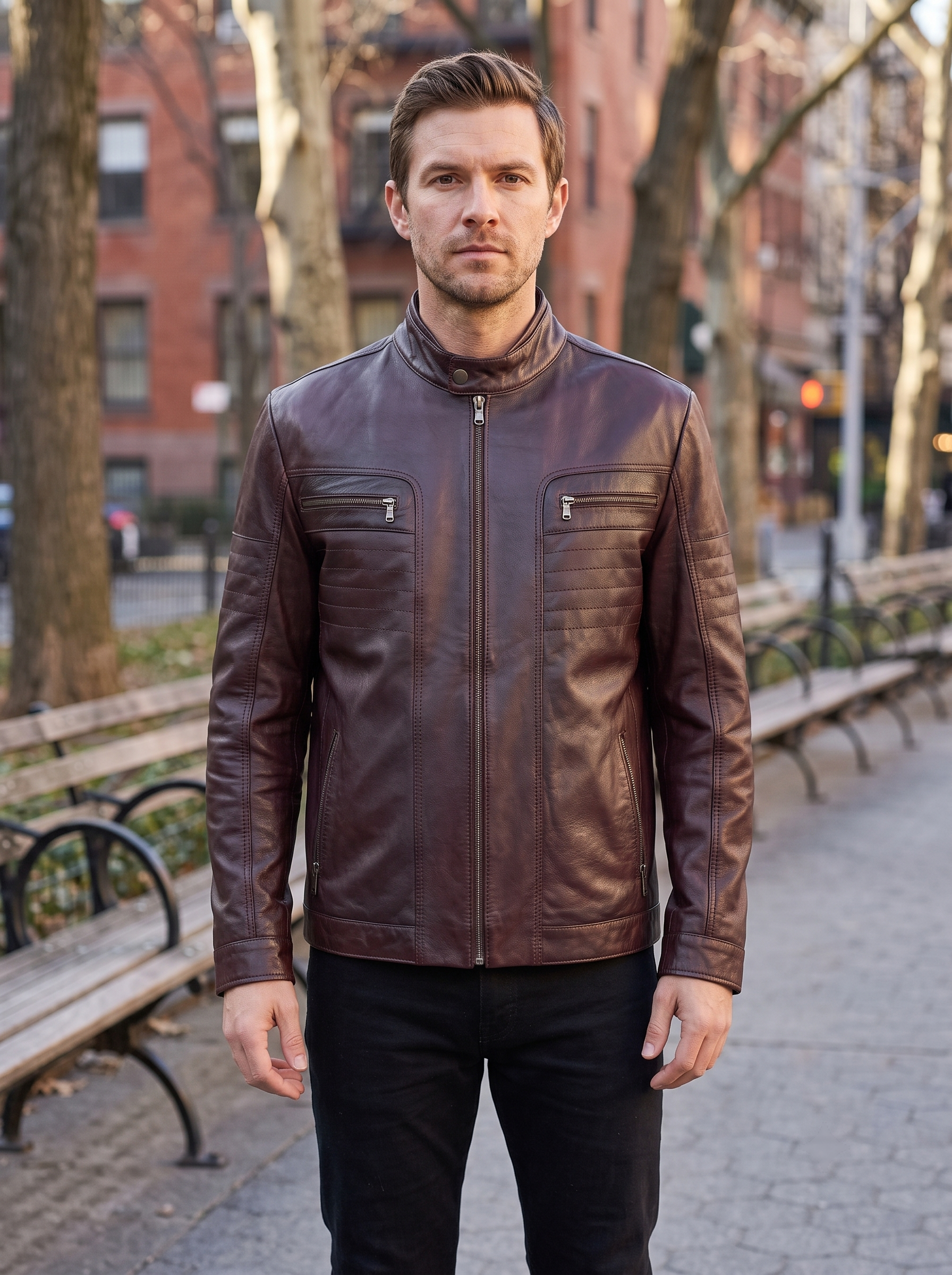 Bordeaux George Dark Brown Men's Leather Jacket
