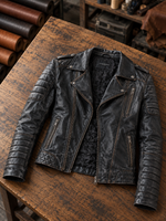 Branden Brown Distressed Leather Biker Jacket For Men