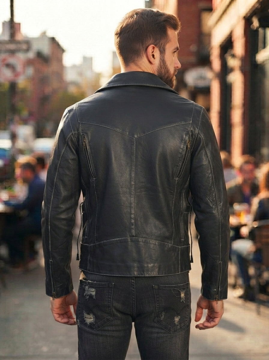Brando Black Leather Jacket For Men