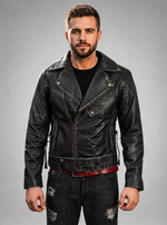 Brando Black Leather Jacket For Men