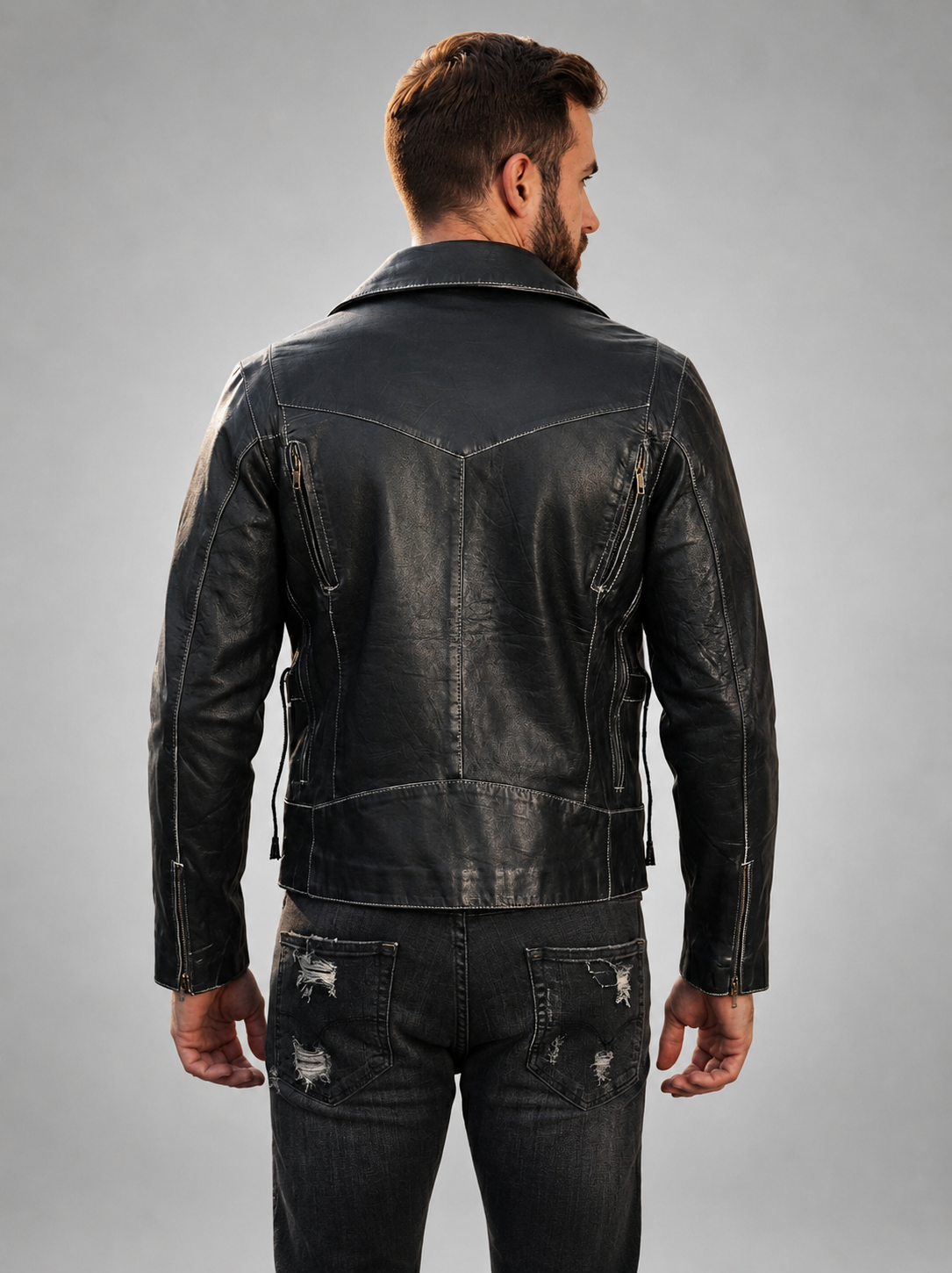 Brando Black Leather Jacket For Men