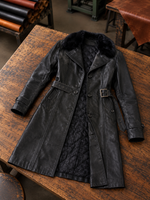 Brenda Black Fur Collar Leather Coat For Women