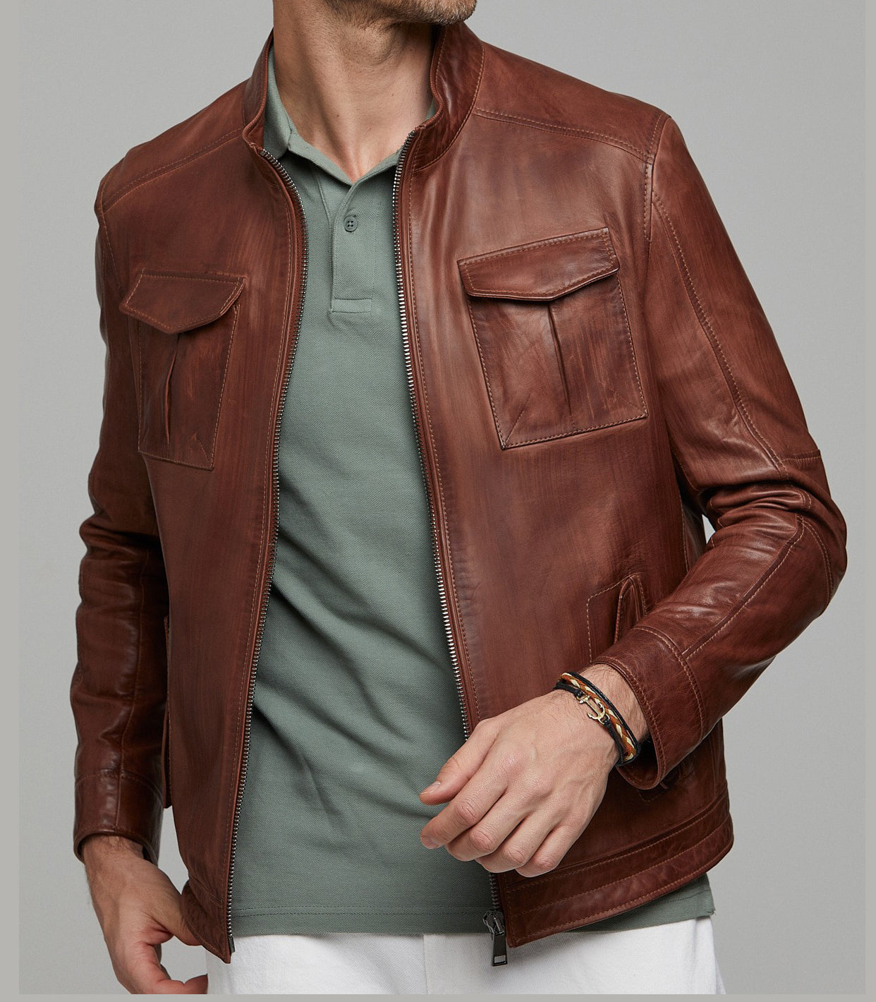 Brown Benjamin Stylish Leather Jacket For Men
