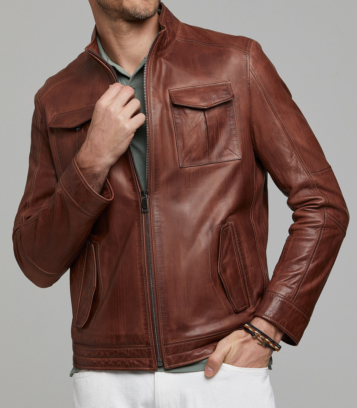 Brown Benjamin Stylish Leather Jacket For Men