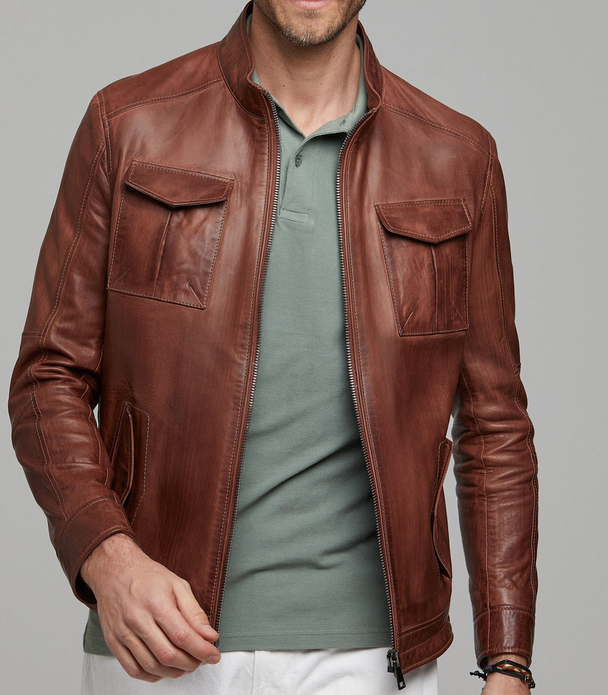 Brown Benjamin Stylish Leather Jacket For Men