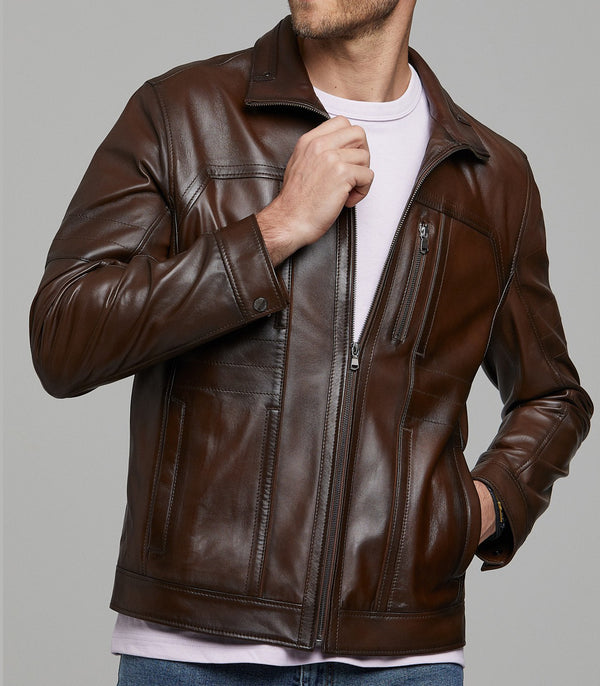 Bruno Brown Stylish Men's Leather Jacket