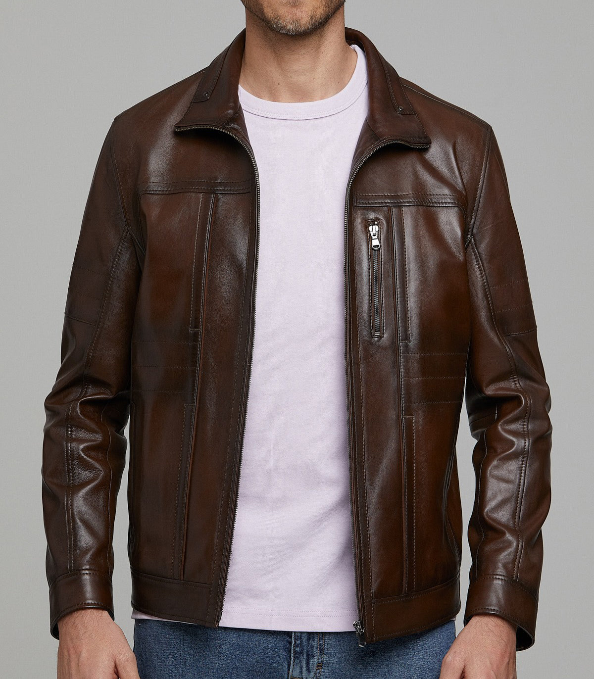 Bruno Brown Stylish Men's Leather Jacket